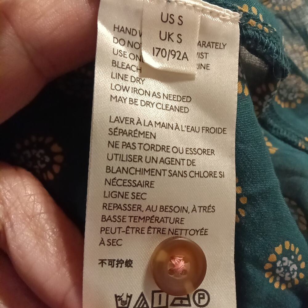 Maeve by Anthropology Women's Green Floral Blouse Roll Tab Sleeve S 100% Modal - Picture 4 of 7